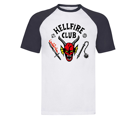 STRANGER THINGS - HELLFIRE CLUB - dvojfarebné tmavomodré pánske tričko (-60%=VÝPREDAJ)