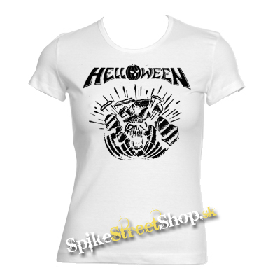 HELLOWEEN - 80´ Logo - Metal Pumpkin Head - biele dámske tričko (-50%=VÝPREDAJ)