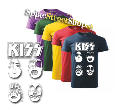 KISS - Band Four Faces - farebné detské tričko (-60%=VÝPREDAJ)