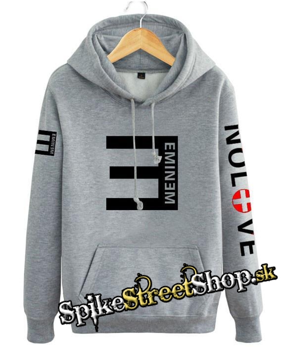 EMINEM - No Love - sivá pánska mikina (-50%=VÝPREDAJ)