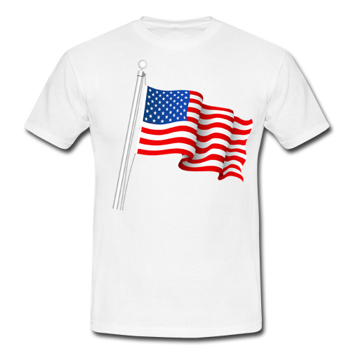 USA FLAG - AMERICKÁ VLAJKA - biele pánske tričko (-70%=VÝPREDAJ)