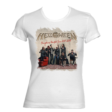 HELLOWEEN - Pumpkin United Band - biele dámske tričko (-60%=VÝPREDAJ)