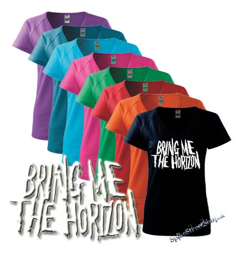 BRING ME THE HORIZON - biele logo - farebné dámske tričko (-70%=VÝPREDAJ)