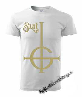 GHOST - Gold Logo - biele pánske tričko (-60%=VÝPREDAJ)