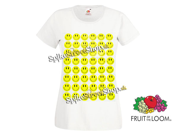 SMILES - Smajlíci - biele dámske tričko (-60%=VÝPREDAJ)