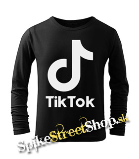 TIK TOK - Logo - čierne detské tričko s dlhými rukávmi (-75%=VÝPREDAJ)
