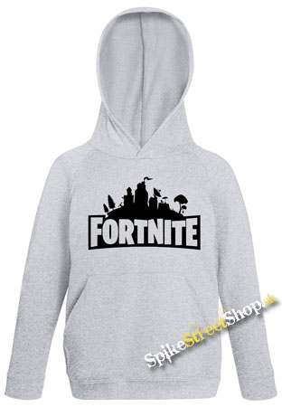FORTNITE - Logo - sivá detská mikina (-50%=VÝPREDAJ)