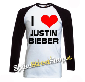 I LOVE JUSTIN BIEBER - pánske tričko s dlhými rukávmi (-50%=VÝPREDAJ)