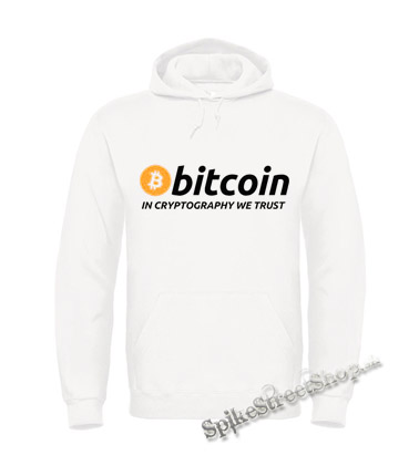 Biela detská mikina BITCOIN - In Cryptography We Trust