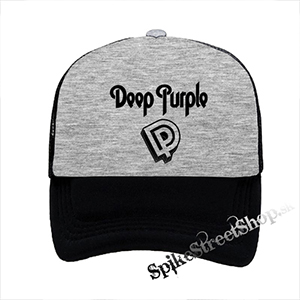 DEEP PURPLE - Logo Crest - šedočierna sieťkovaná šiltovka model "Trucker"