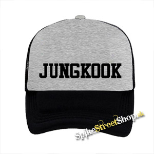 JUNGKOOK - Logo - šedočierna sieťkovaná šiltovka model "Trucker"
