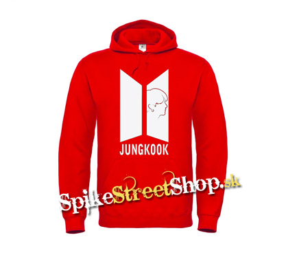 BTS:JUNGKOOK - Logo Portrait - červená pánska mikina