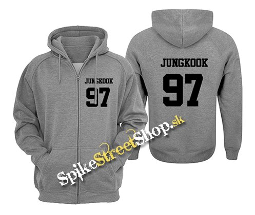 JUNGKOOK - 97 - šedá pánska mikina na zips