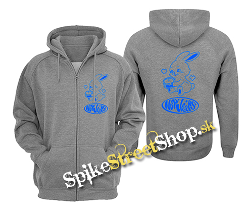 NEWJEANS - Logo & Bunny - šedá pánska mikina na zips