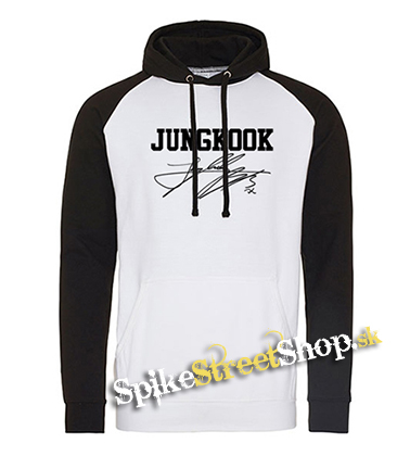 JUNGKOOK - Logo & Signature - čiernobiela pánska mikina