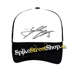 JUNGKOOK - Signature - čiernobiela sieťkovaná šiltovka model "Trucker"