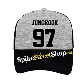 JUNGKOOK - 97 - šedočierna sieťkovaná šiltovka model "Trucker"