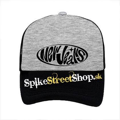 NEWJEANS - Logo - šedočierna sieťkovaná šiltovka model "Trucker"
