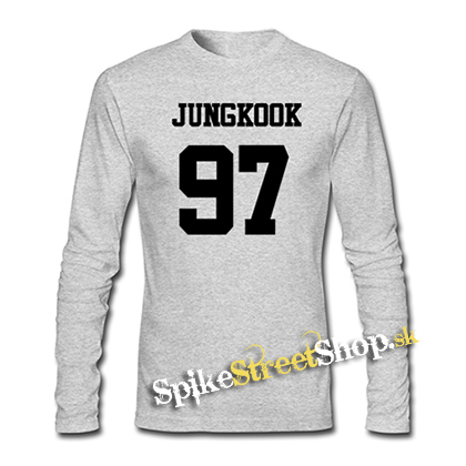JUNGKOOK - 97 - šedé pánske tričko s dlhými rukávmi
