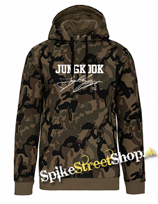 JUNGKOOK - Logo & Signature - maskáčová pánska mikina