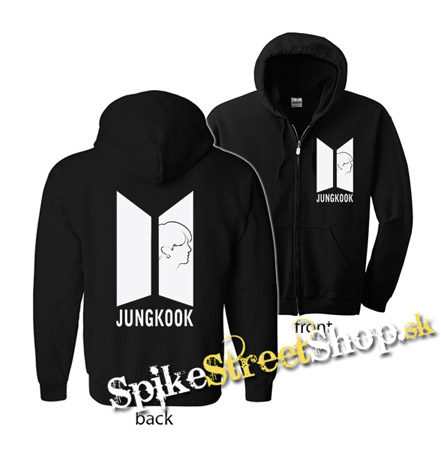 JUNGKOOK - BTS Logo Portrait - čierna detská mikina na zips
