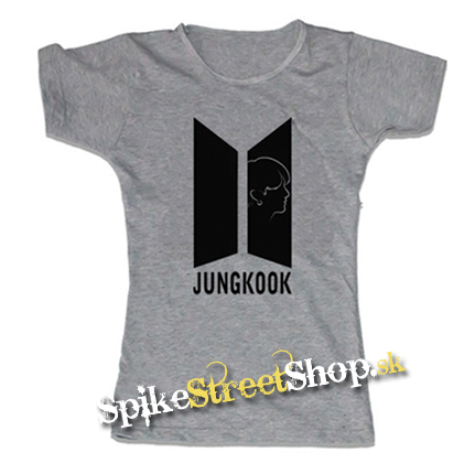 JUNGKOOK - BTS Logo Portrait - šedé dámske tričko