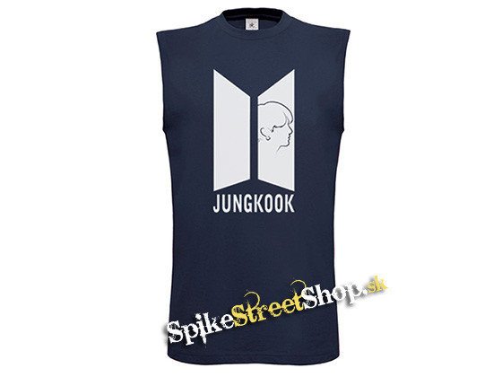 JUNGKOOK - BTS Logo Portrait - Tmavomodré pánske tričko bez rukávov