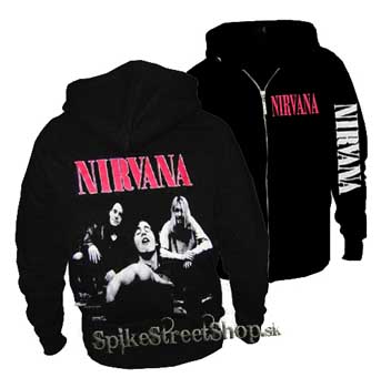 NIRVANA - Band - Red Logo - čierna pánska mikina na zips