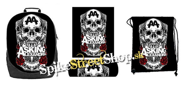 Hurá do školy - sada ASKING ALEXANDRIA - Skull & Roses (ruksak, peračník a vak na prezuvky)