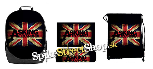 Hurá do školy - sada ASKING ALEXANDRIA - UK Flag (ruksak, peračník a vak na prezuvky)