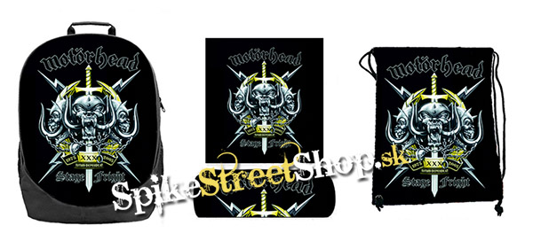 Hurá do školy - sada MOTORHEAD - Stage Fright (ruksak, peračník a vak na prezuvky)