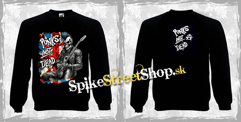 PUNKS NOT DEAD - Skull Great Britain Flag - mikina bez kapuce