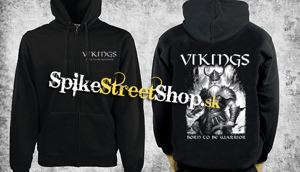 VIKING - Born To Be Warrior - čierna pánska mikina na zips