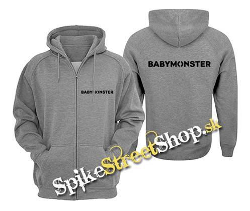 BABYMONSTER - Logo Kpop Band - šedá pánska mikina na zips