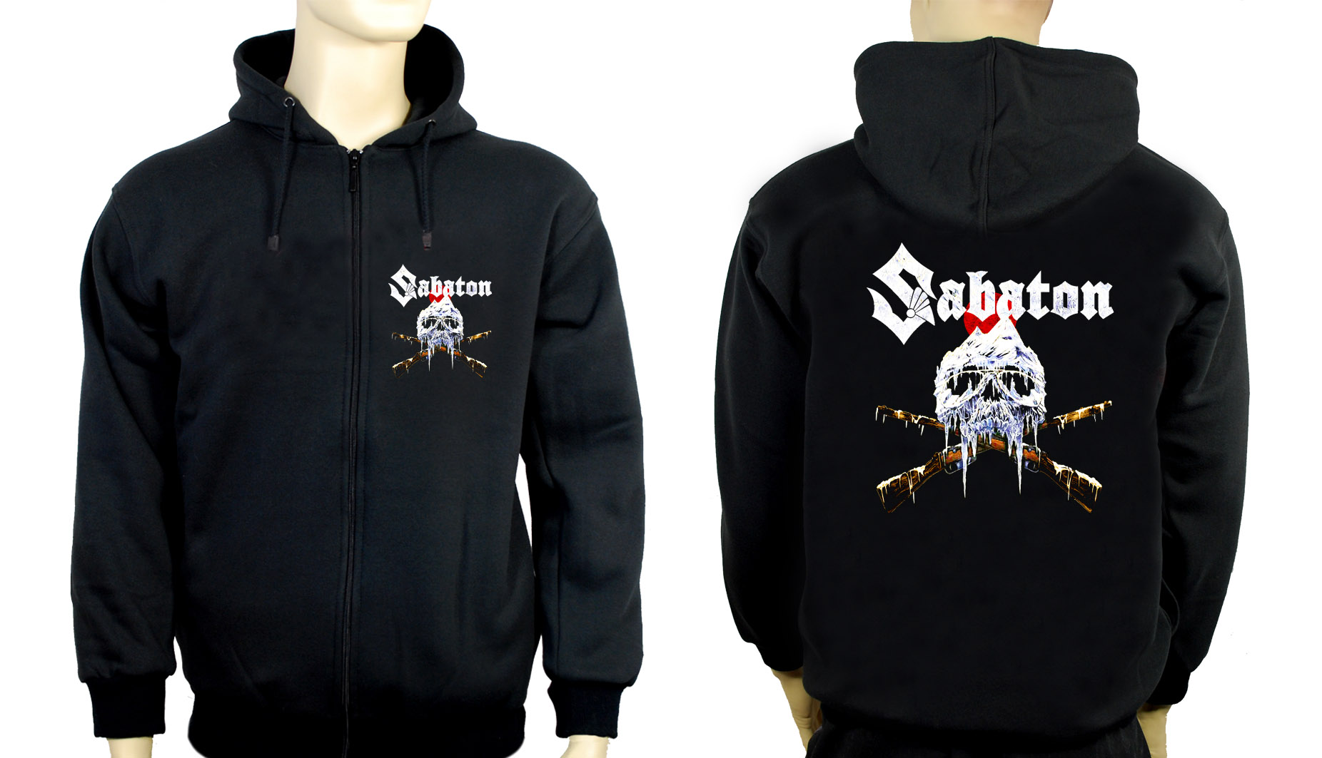 SABATON - Skull - čierna pánska mikina na zips