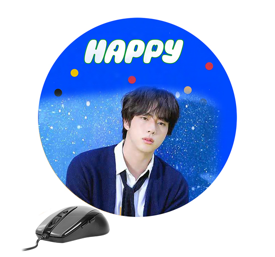 Podložka pod myš JIN (BTS) - Happy Blue Portrait - okrúhla