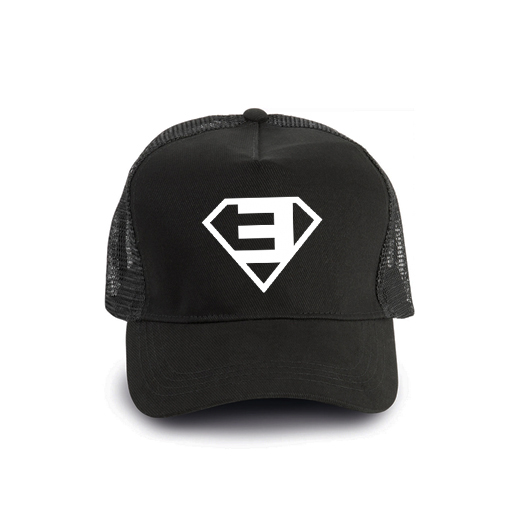 EMINEM - Superman Symbol - čierna bavlnená sieťkovaná šiltovka model "Trucker Cap"