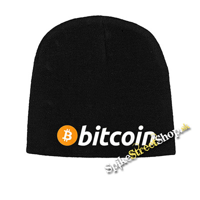 Čierna zimná čiapka BITCOIN - Logo