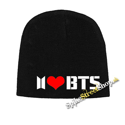 Čierna zimná čiapka I LOVE BTS - Logo