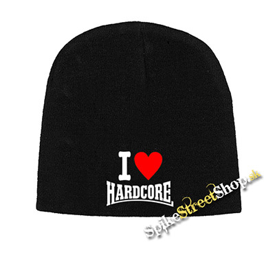 Čierna zimná čiapka I LOVE HARDCORE