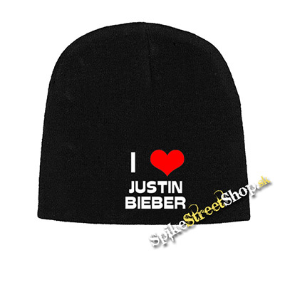 Čierna zimná čiapka I LOVE JUSTIN BIEBER
