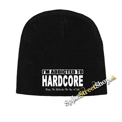 Čierna zimná čiapka I'M ADDICTED TO HARDCORE