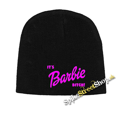 Čierna zimná čiapka IT'S BARBIE BITCH - Logo Pink