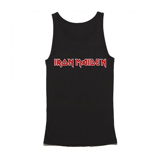 IRON MAIDEN - Logo Red White - Mens Vest Tank Top - čierne