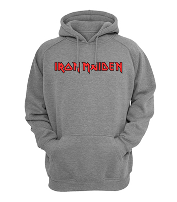 IRON MAIDEN - Logo Red Black - šedá pánska mikina