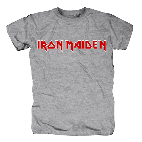 IRON MAIDEN - Logo Red White - sivé detské tričko