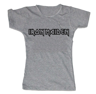 IRON MAIDEN - Logo Black - šedé dámske tričko