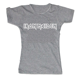 IRON MAIDEN - Logo White - šedé dámske tričko