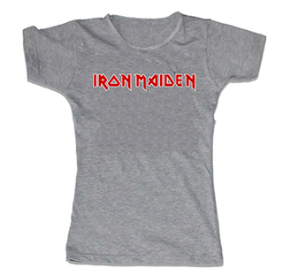 IRON MAIDEN - Logo Red White - šedé dámske tričko