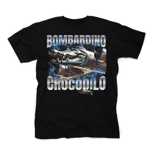 ITALIAN BRAINROT MEME - BOMBARDINO CROCODILO - Motive 2 - čierne detské tričko
